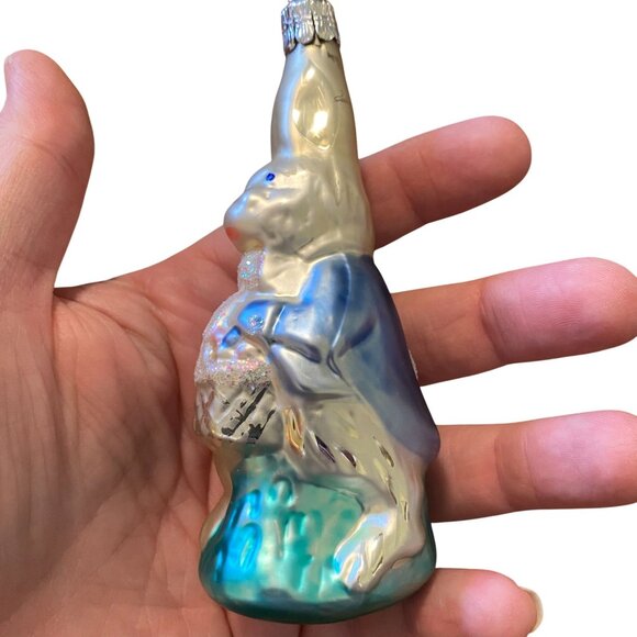 Czech Republic blown glass Easter Bunny Rabbit 4.5" Mercury glass - Picture 4 of 9